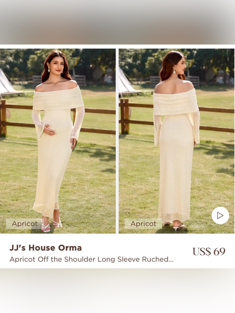 JJs House Apricot Off-the-Shoulder Long Sleeve Sweater Dress